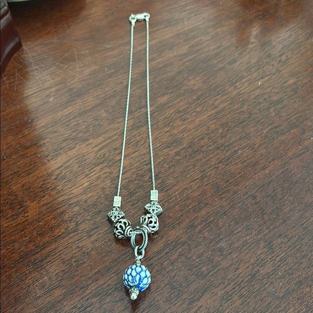 Elegant Sterling Silver and Blue Pendant Necklace